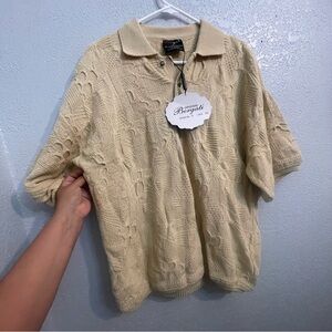 Bergati Coogi Style Vintage Biggie Sweater Size Large Vneck 3D Short Sleeve New